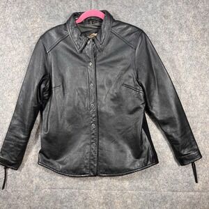 Harley-Davidson Womens Size SM Embossed Leather Jacket‎ Black DC